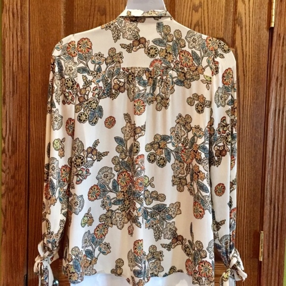 Blu Pepper Floral Long Sleeve Button Down Embroidered Lace Top Small - Picture 4 of 8